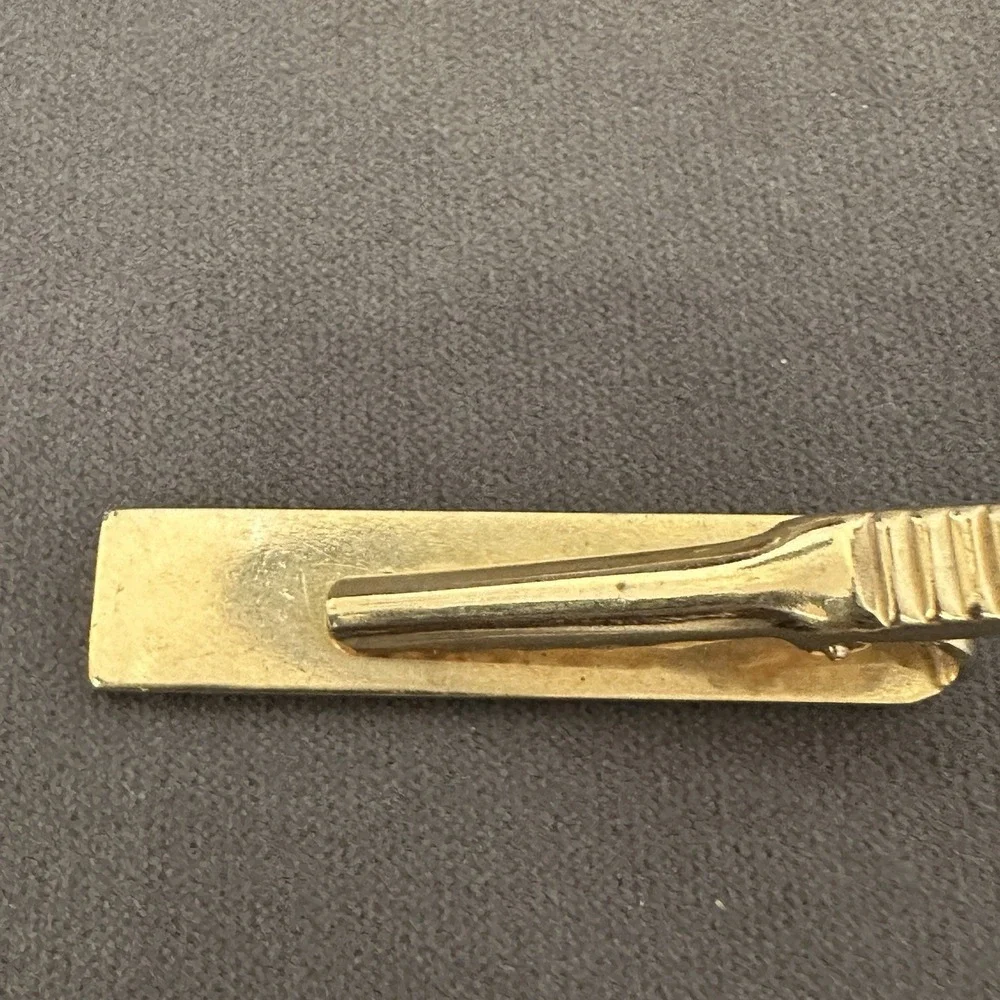 Vintage‎ Anson Gold Tone Men's Cufflink Mid-Century Tie Clasp Set MCM Wedding